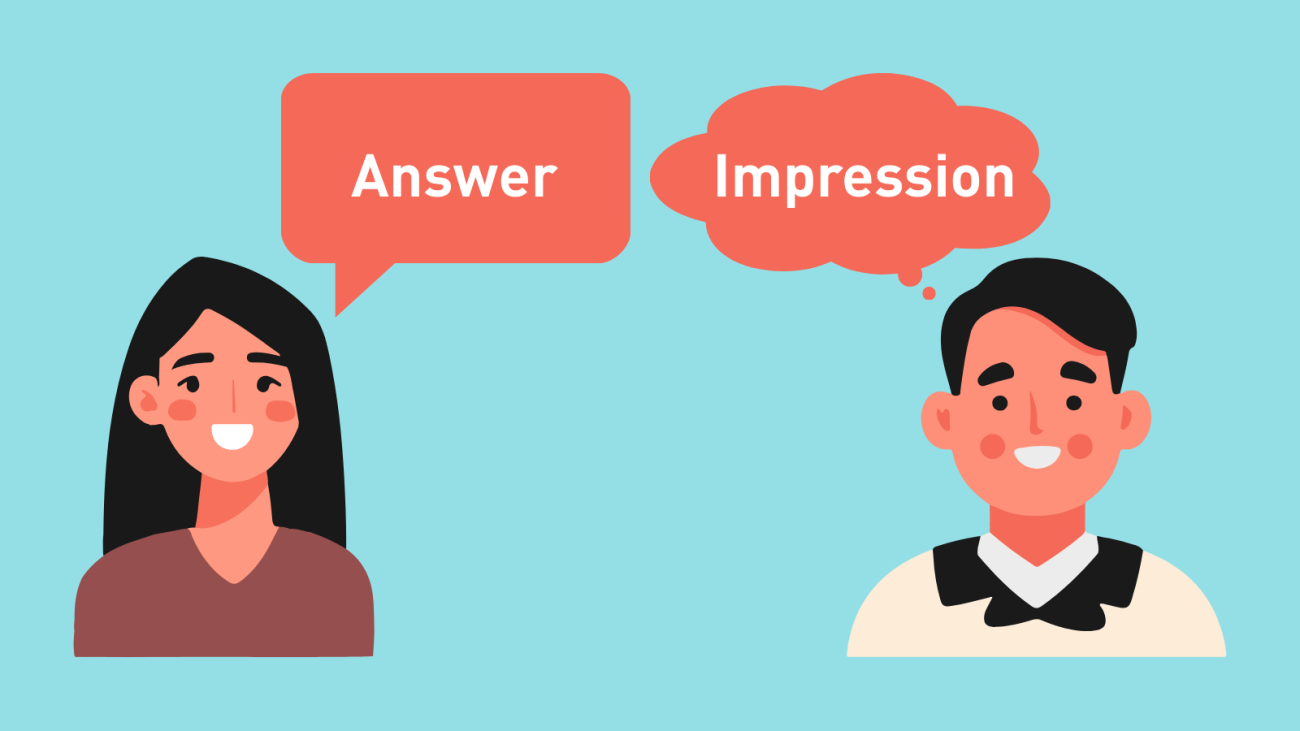 A cartoon showing a person answering and the impression that creates in the mind of the listener.