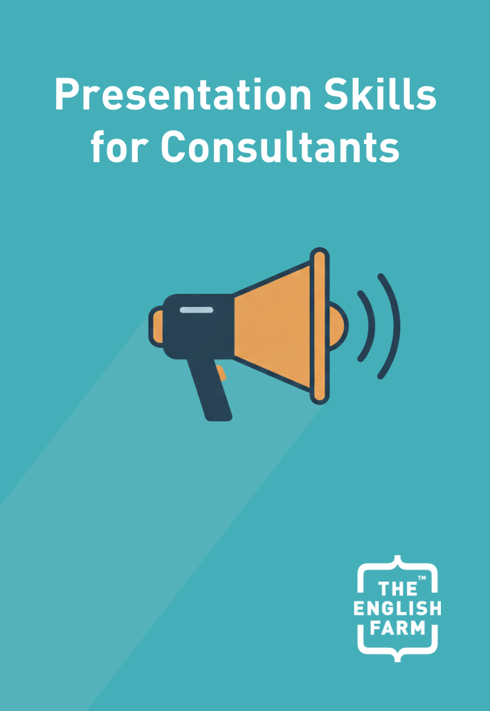 Presentation skills course image with bullhorn icon on a teal green background