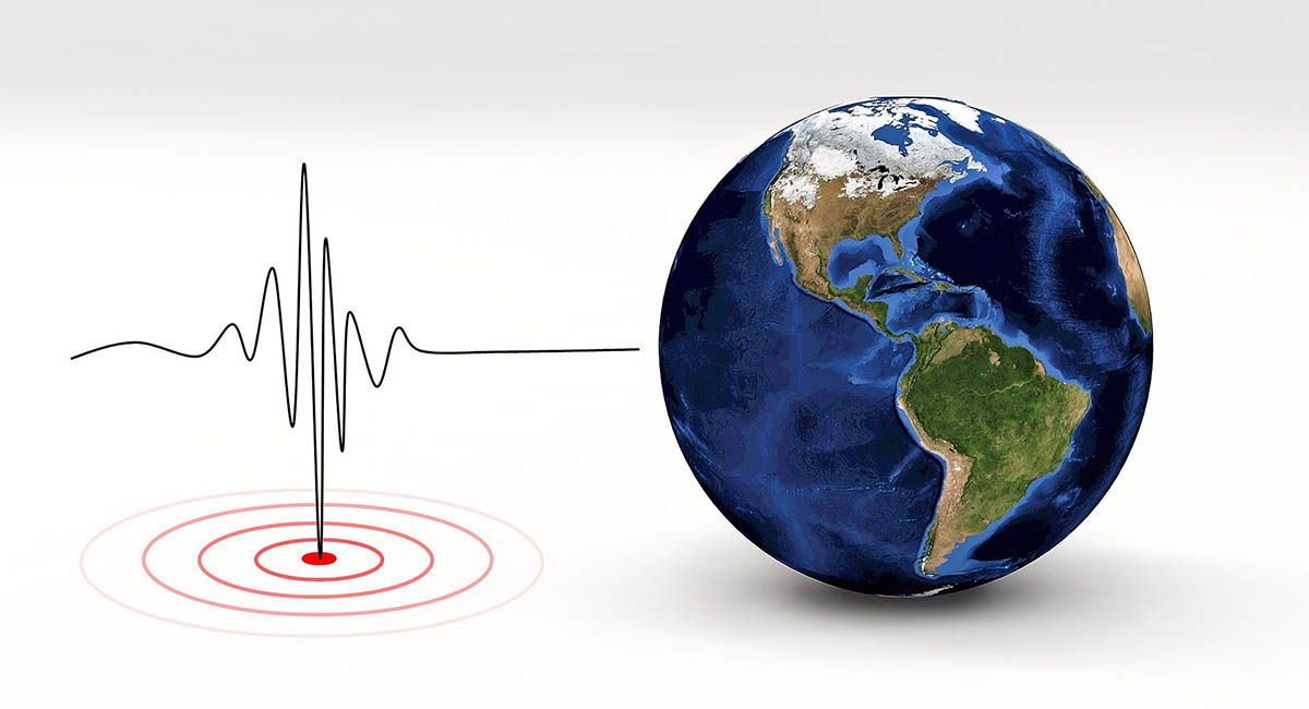 Graphic image of a globe with seismometer