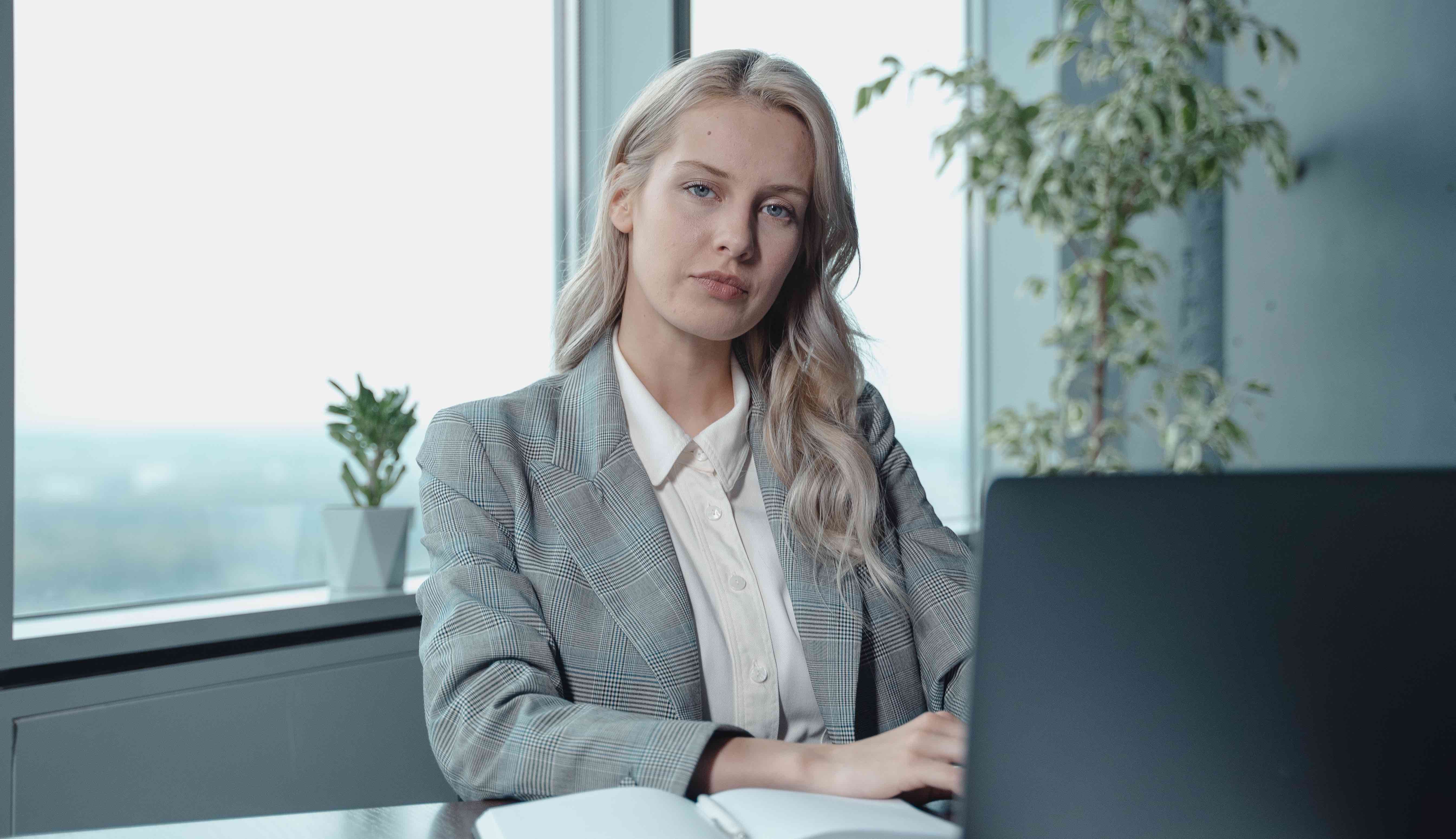 Businesswoman looking unfriendly.