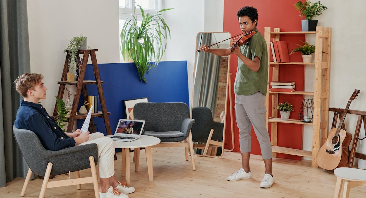 A man playing violin