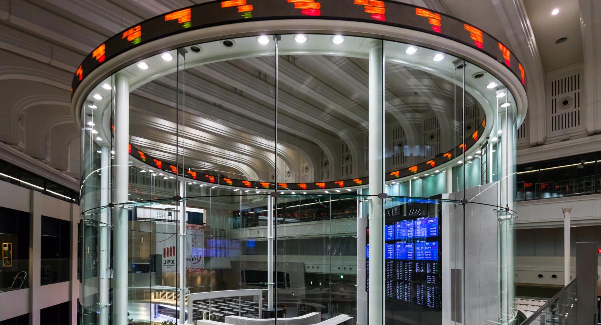 The interior of the Tokyo Stock Exchange