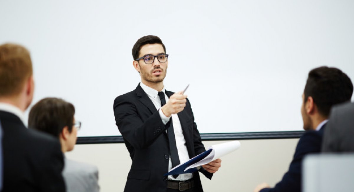 Business man giving presentation